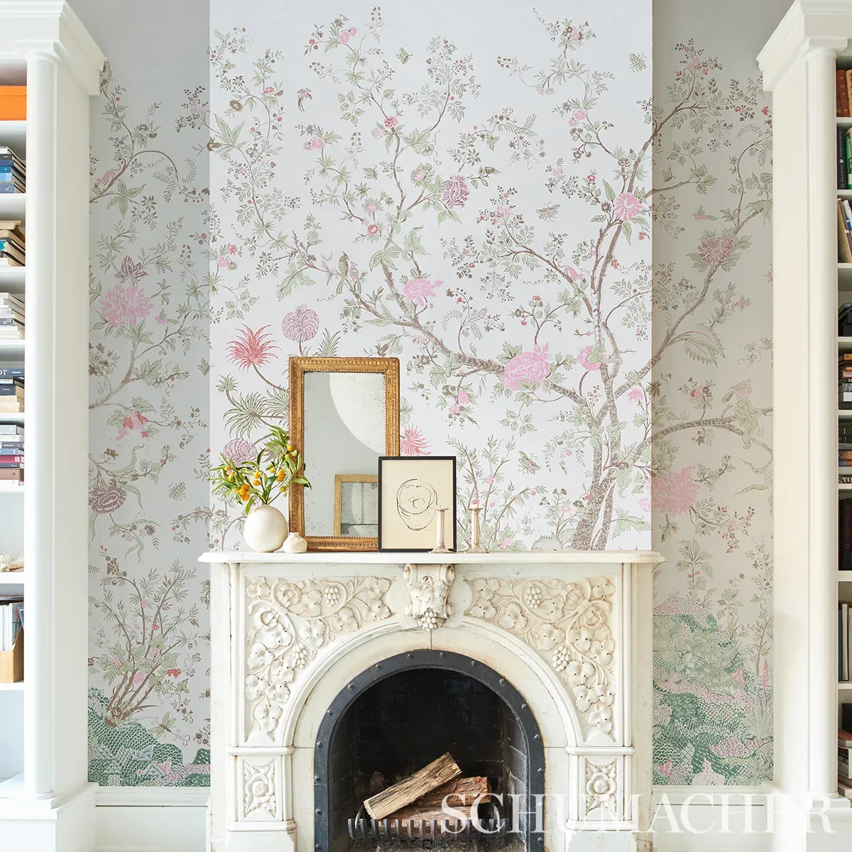 AMALTAS PANEL SET GREEN & PINK Schumacher Wallpaper wallpaper - SKU 5012333