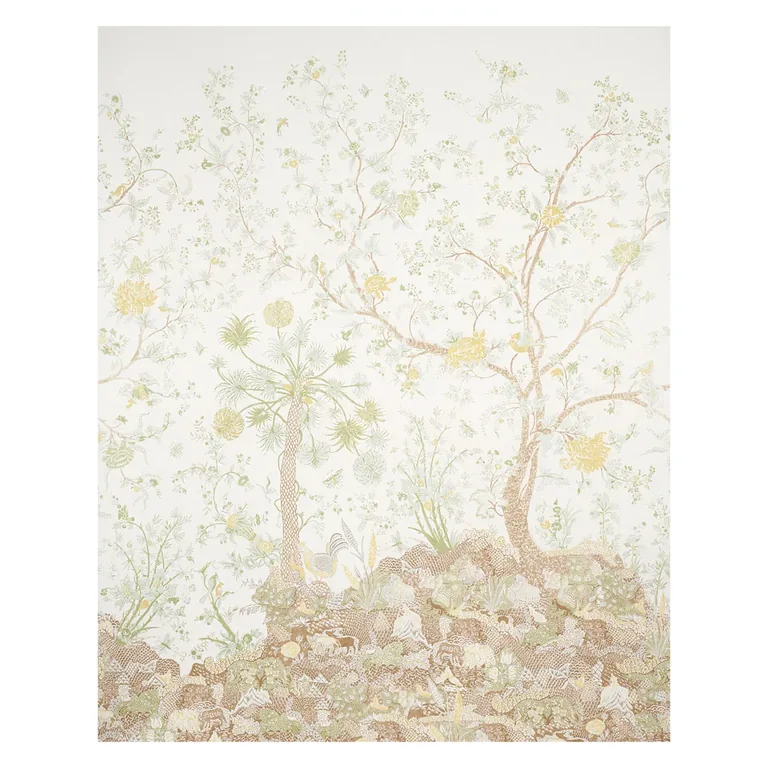 Schumacher AMALTAS PANEL SET wallpaper, color GREEN & YELLOW, SKU 5012332