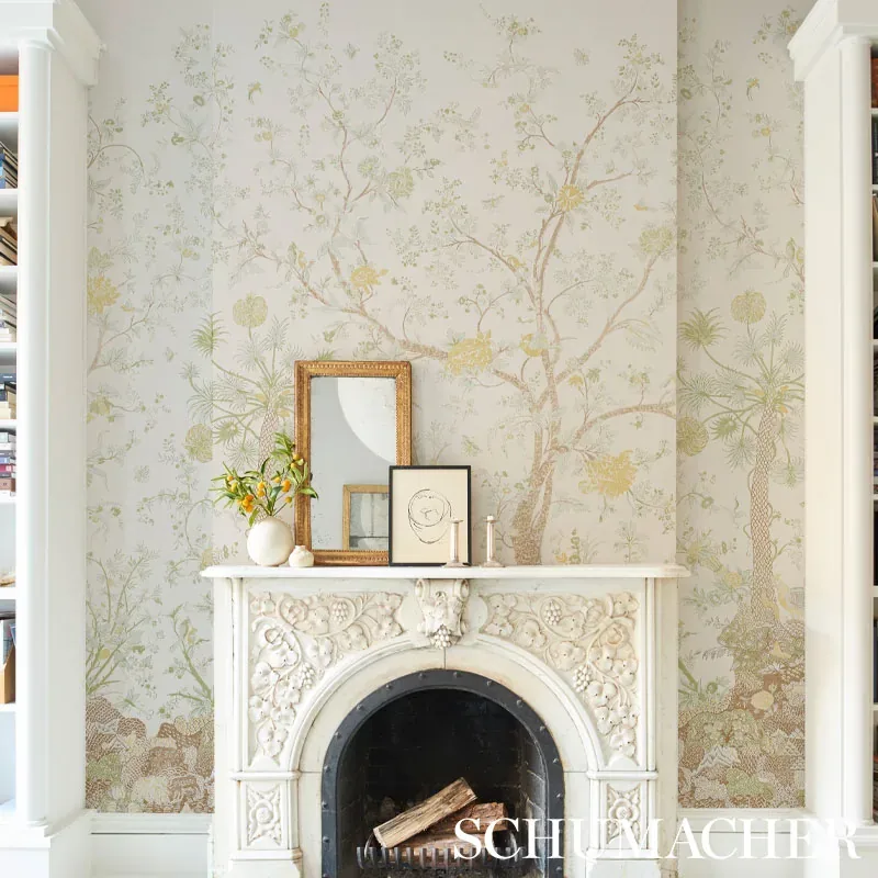 AMALTAS PANEL SET - GREEN & YELLOW Schumacher Wallpaper | Wa AMALTAS PANEL SET GREEN & YELLOW Schumacher Wallpaper wallpaper - SKU 5012332