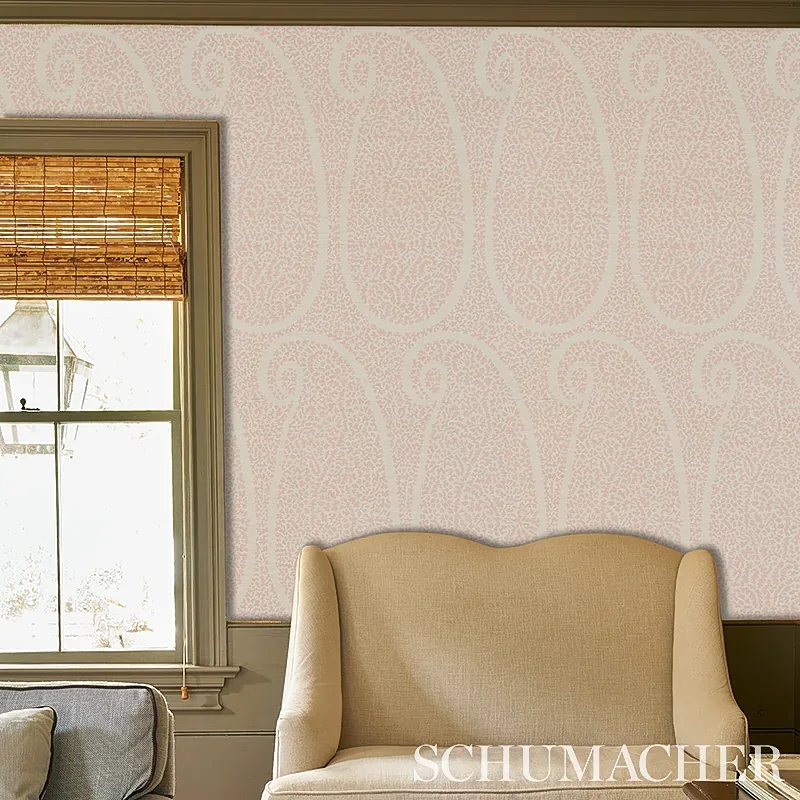 AMBALA PAISLEY SISAL - BLUSH Schumacher Wallpaper | Wallpape AMBALA PAISLEY SISAL BLUSH Schumacher Wallpaper wallpaper - SKU 5013032