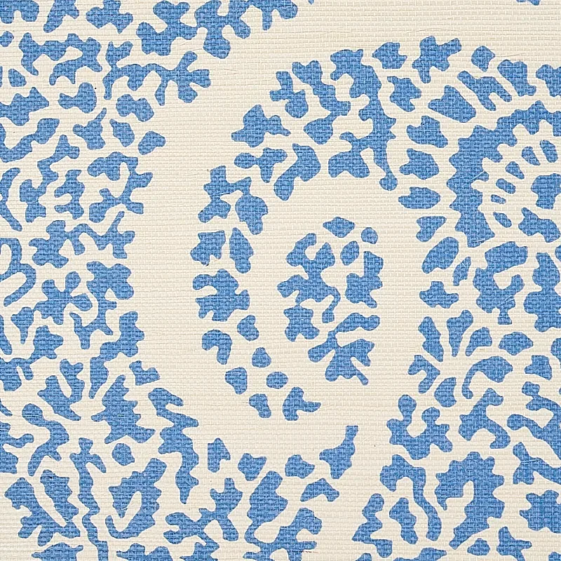 AMBALA PAISLEY SISAL BRIGHT BLUE Schumacher Wallpaper wallpaper - SKU 5013030