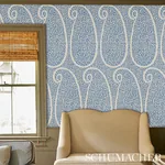 AMBALA PAISLEY SISAL BRIGHT BLUE Schumacher Wallpaper wallpaper - SKU 5013030
