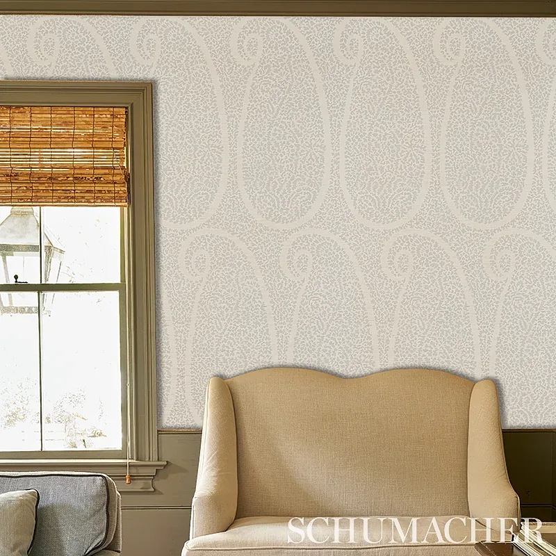 AMBALA PAISLEY SISAL SLATE Schumacher Wallpaper wallpaper - SKU 5013031