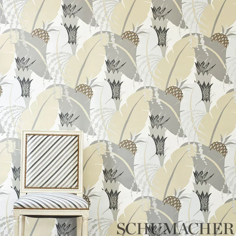 ANANAS - NEUTRAL Schumacher Wallpaper | Wallpaper Twins ANANAS NEUTRAL Schumacher Wallpaper wallpaper - SKU 5009171