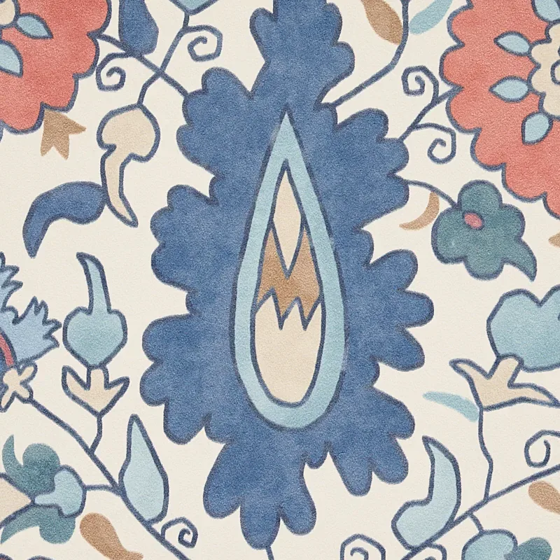 Schumacher ANATOLIA - BLUE & RED Wallpaper | Buy Online Schumacher ANATOLIA wallpaper