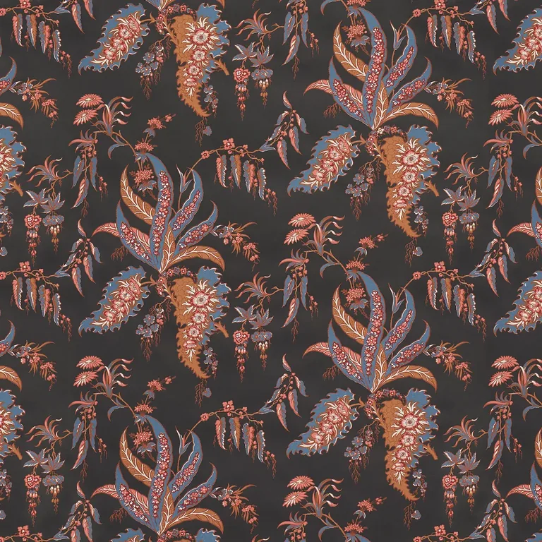 Schumacher APOLLINE BOTANICAL wallpaper, color ROUGE & NOIR, SKU 5015502