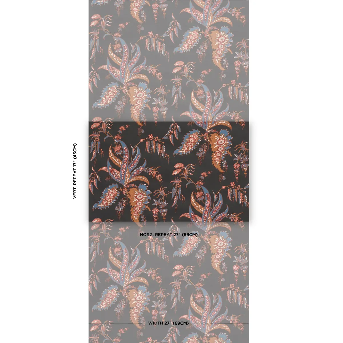 APOLLINE BOTANICAL ROUGE & NOIR Schumacher Wallpaper wallpaper - SKU 5015502