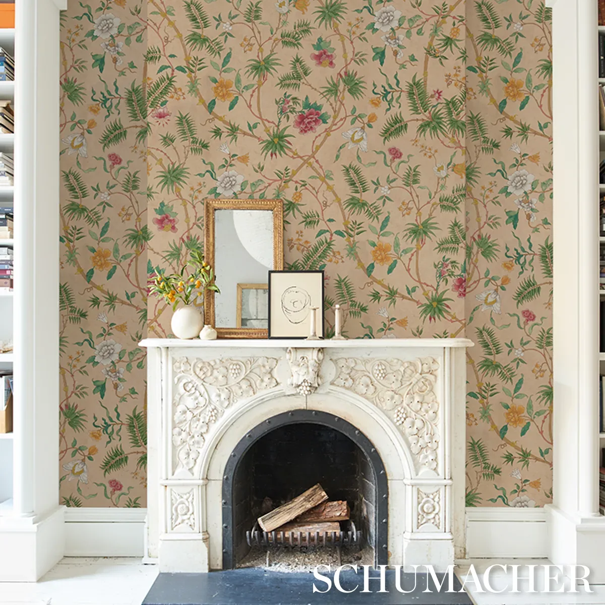 ARASI BOTANICAL - CORAL Schumacher Wallpaper | Wallpaper Twi ARASI BOTANICAL CORAL Schumacher Wallpaper wallpaper - SKU 5017170