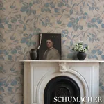 ARBOREAL HANDPRINT - BLUE Schumacher Wallpaper | Wallpaper T ARBOREAL HANDPRINT BLUE Schumacher Wallpaper wallpaper - SKU 5016981