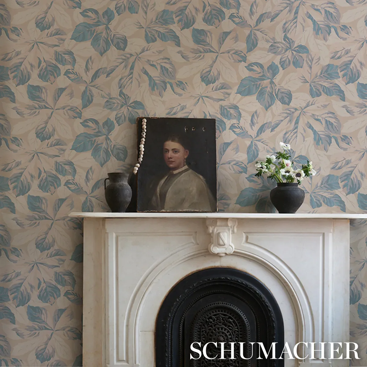 ARBOREAL HANDPRINT - BLUE Schumacher Wallpaper | Wallpaper T ARBOREAL HANDPRINT BLUE Schumacher Wallpaper wallpaper - SKU 5016981