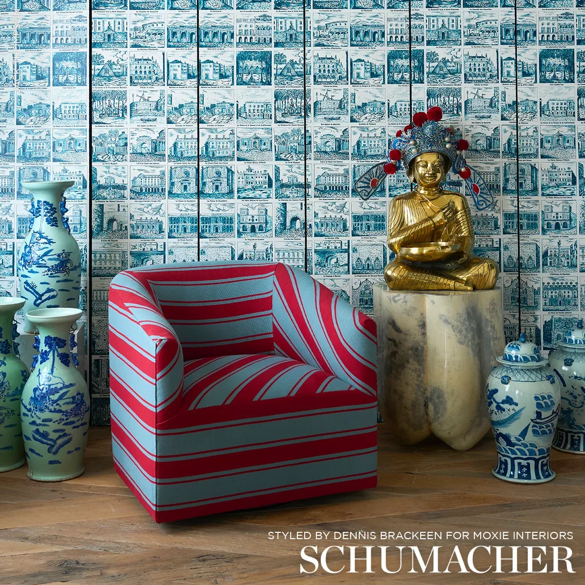 ARCHITECTURRA TEAL Schumacher Wallpaper wallpaper - SKU 5014272