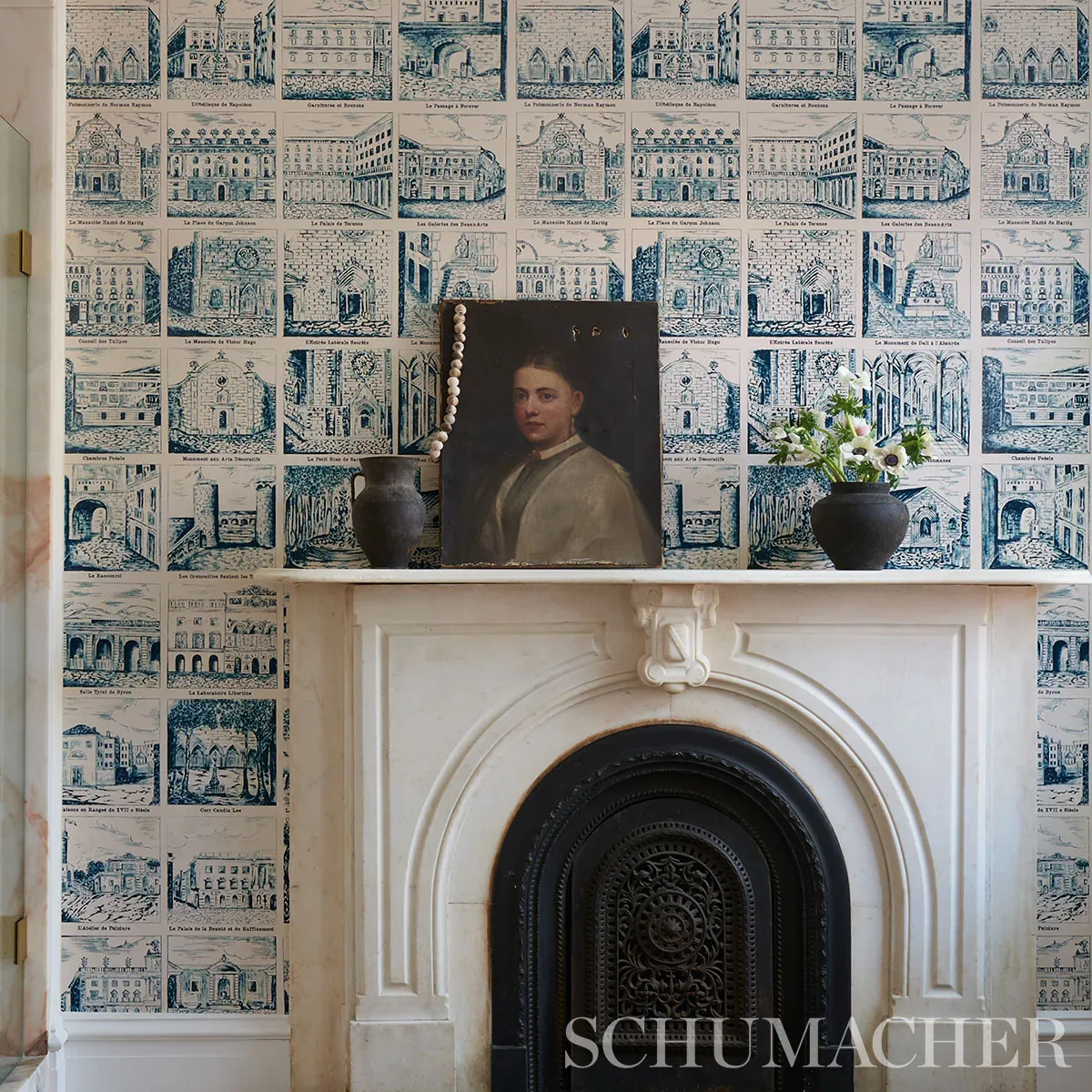 ARCHITECTURRA TEAL Schumacher Wallpaper wallpaper - SKU 5014272
