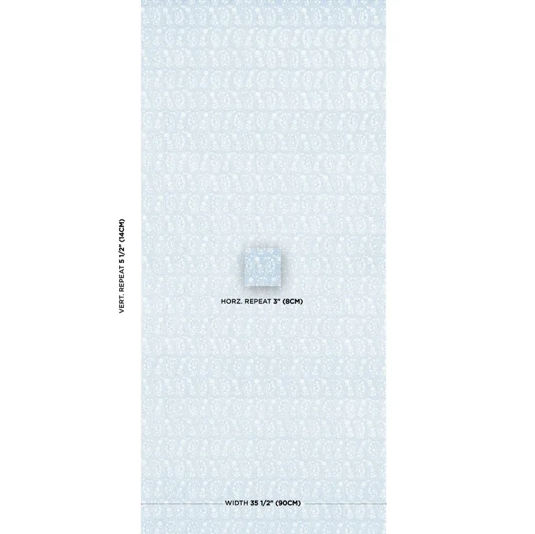 Schumacher ARITA BLOCK PRINT wallpaper, color CORNFLOWER, SKU 5015240