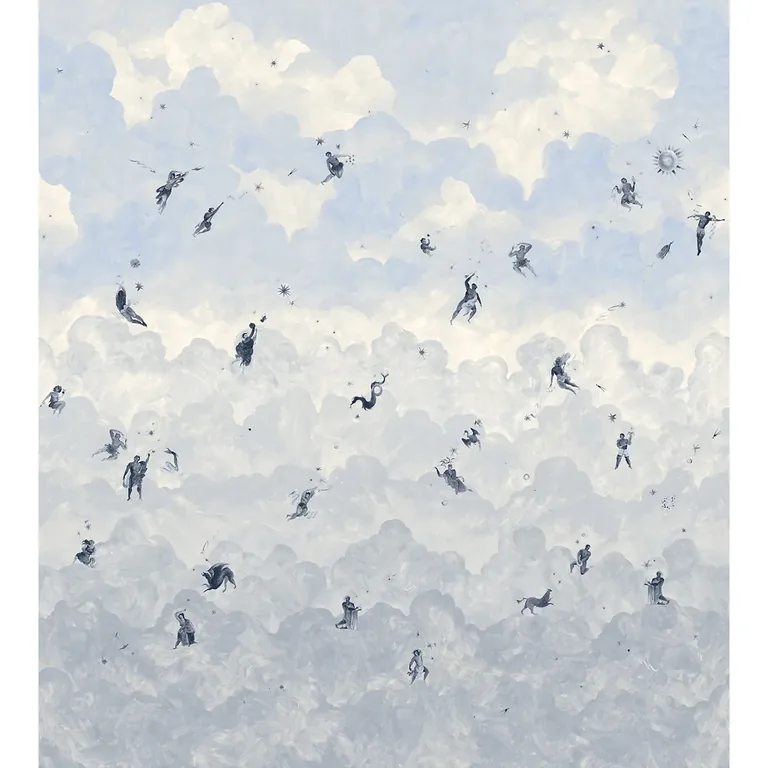 Schumacher ASCENDANCE 3 PANEL SET wallpaper, color CLEAR BLUE, SKU 5016032