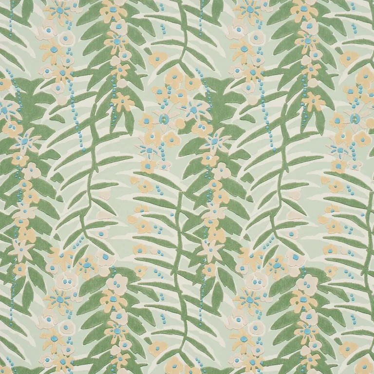 Schumacher ASHBEE BOTANICAL wallpaper, color AQUA, SKU 5016250