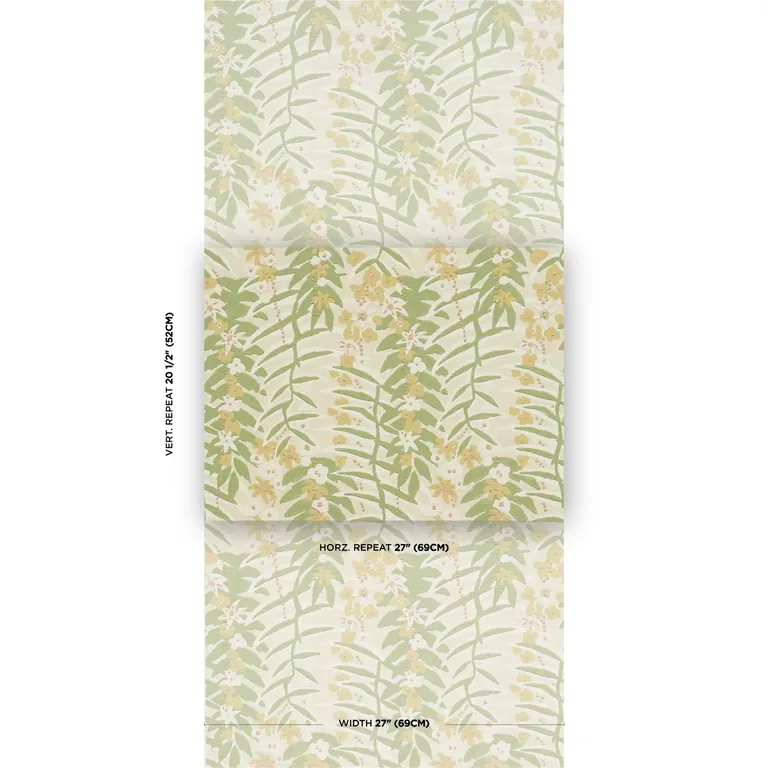Schumacher ASHBEE BOTANICAL wallpaper, color CITRON, SKU 5016251