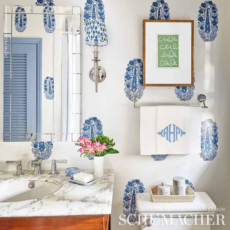 ASKANDRA FLOWER DELFT Schumacher Wallpaper wallpaper - SKU 5005311