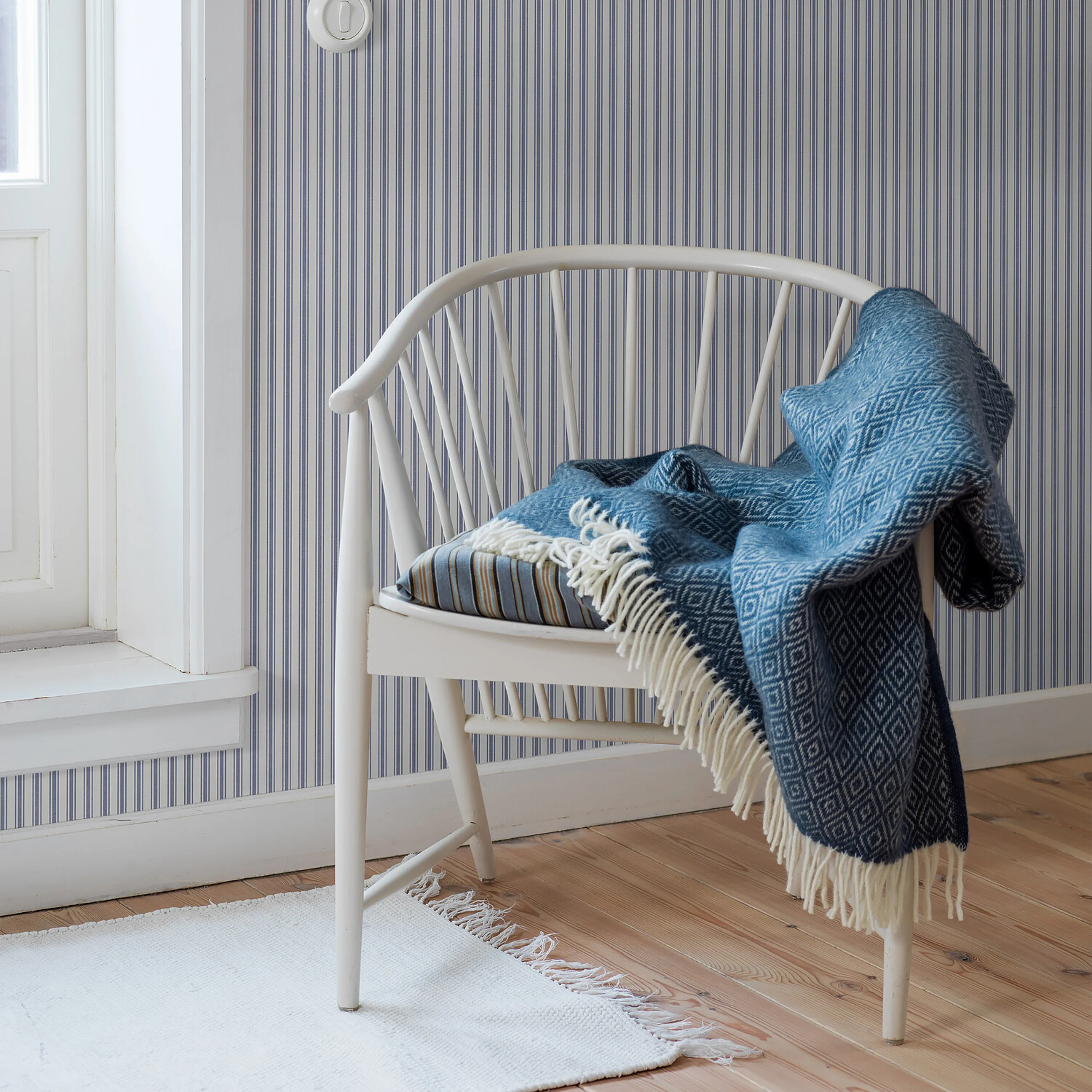 ASPÖ STRIPE - BLUE Schumacher Wallpaper | Wallpaper Twins ASPÖ STRIPE BLUE Schumacher Wallpaper wallpaper - SKU 8870