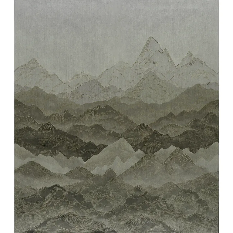 Schumacher Atmospheric Landscape Panel Set wallpaper, color MISTY MOUNTAINS, SKU 5016530