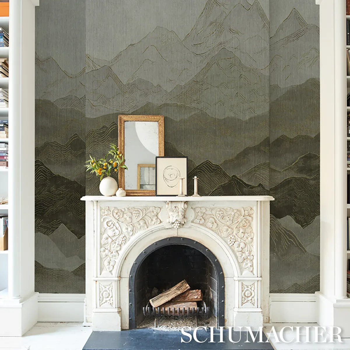 Atmospheric Landscape Panel Set - MISTY MOUNTAINS Schumacher Atmospheric Landscape Panel Set MISTY MOUNTAINS Schumacher Wallpaper wallpaper - SKU 5016530