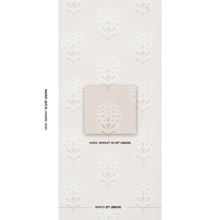 Schumacher AURELIA wallpaper, color LIMESTONE, SKU 5016340