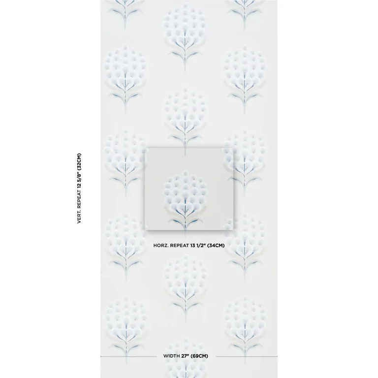 Schumacher AURELIA wallpaper, color PORCELAIN, SKU 5016341