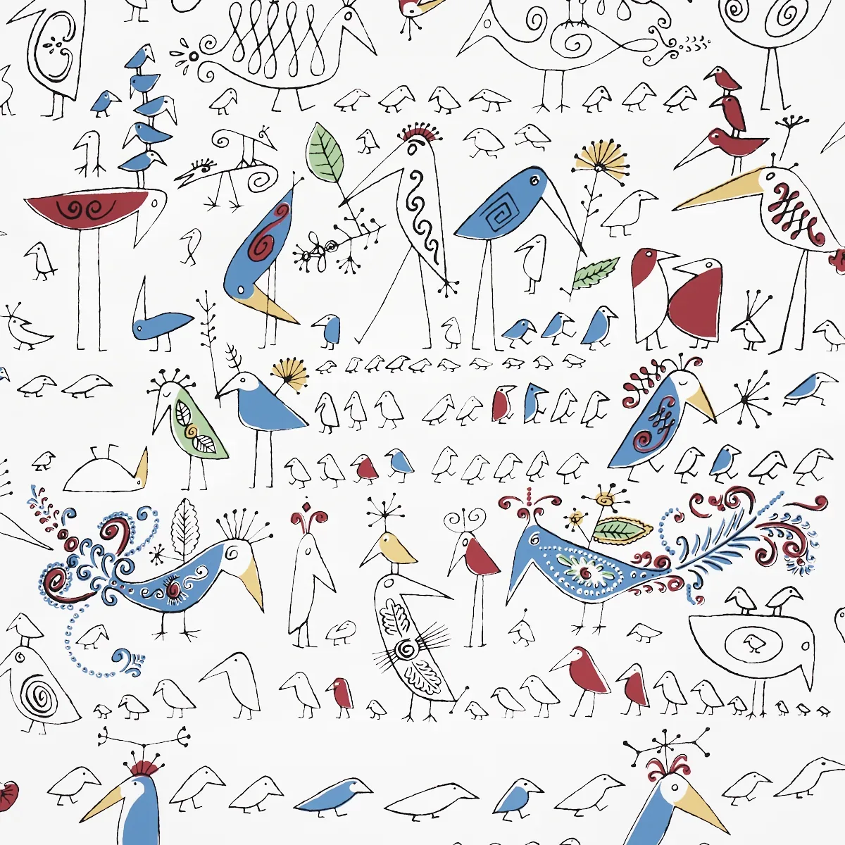 AVIARY MULTI ON WHITE Schumacher Wallpaper wallpaper - SKU 2705511