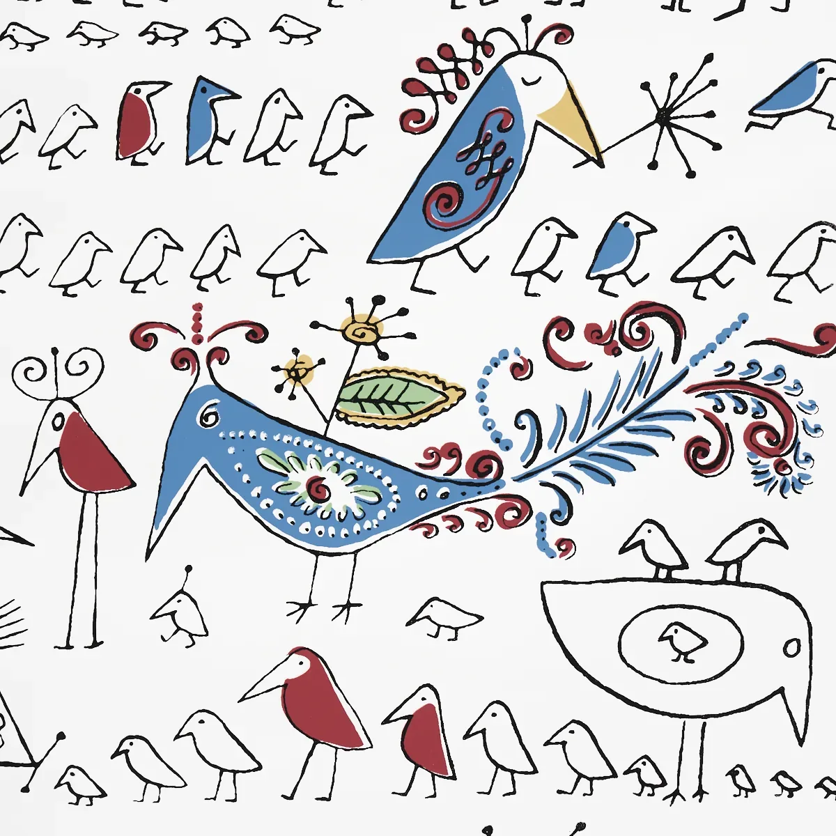 AVIARY MULTI ON WHITE Schumacher Wallpaper wallpaper - SKU 2705511