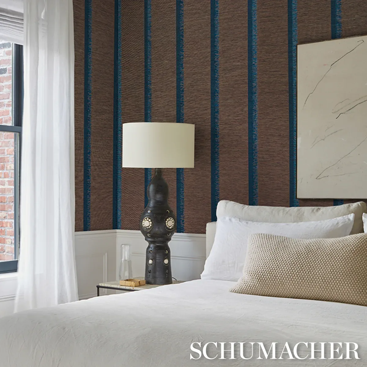 AXEL FRINGE WALLCOVERING - PEACOCK/BROWN Schumacher Wallpape AXEL FRINGE WALLCOVERING PEACOCK/BROWN Schumacher Wallpaper wallpaper - SKU 5015710