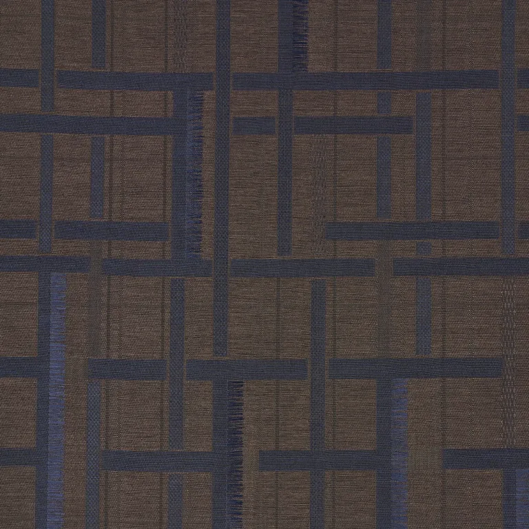 Schumacher AXEL PLAID WALLCOVERING wallpaper, color NAVY/ESPRESSO, SKU 5015721