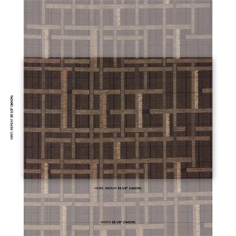 Schumacher AXEL PLAID WALLCOVERING wallpaper, color SADDLE BROWN, SKU 5015722