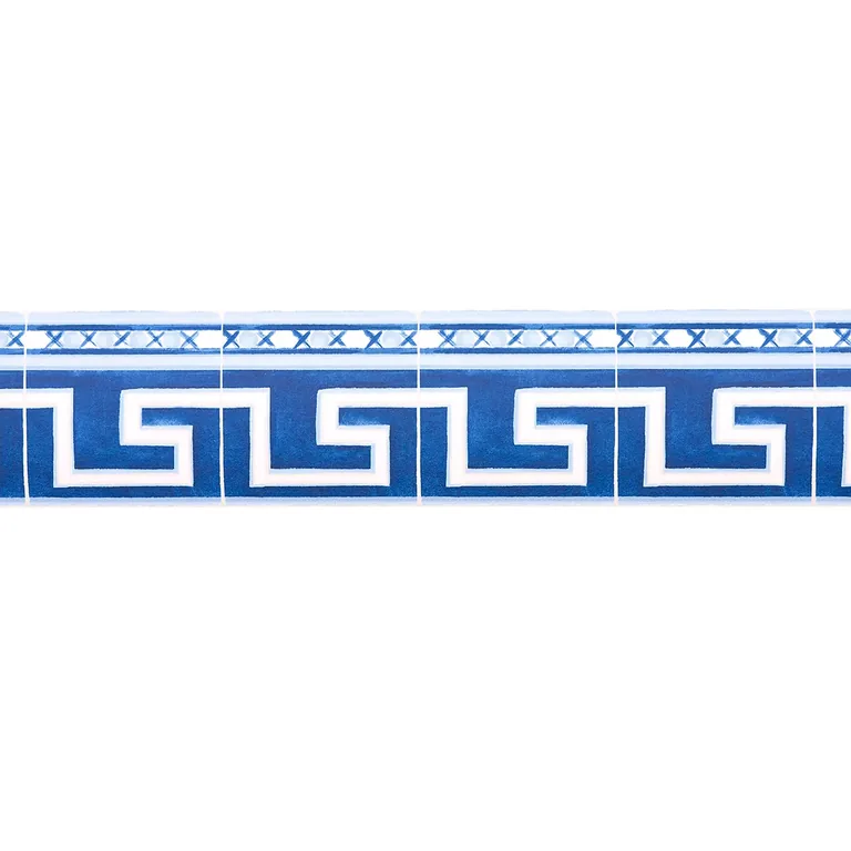Schumacher AZULEJOS BORDER wallpaper, color AZURE, SKU 5015130