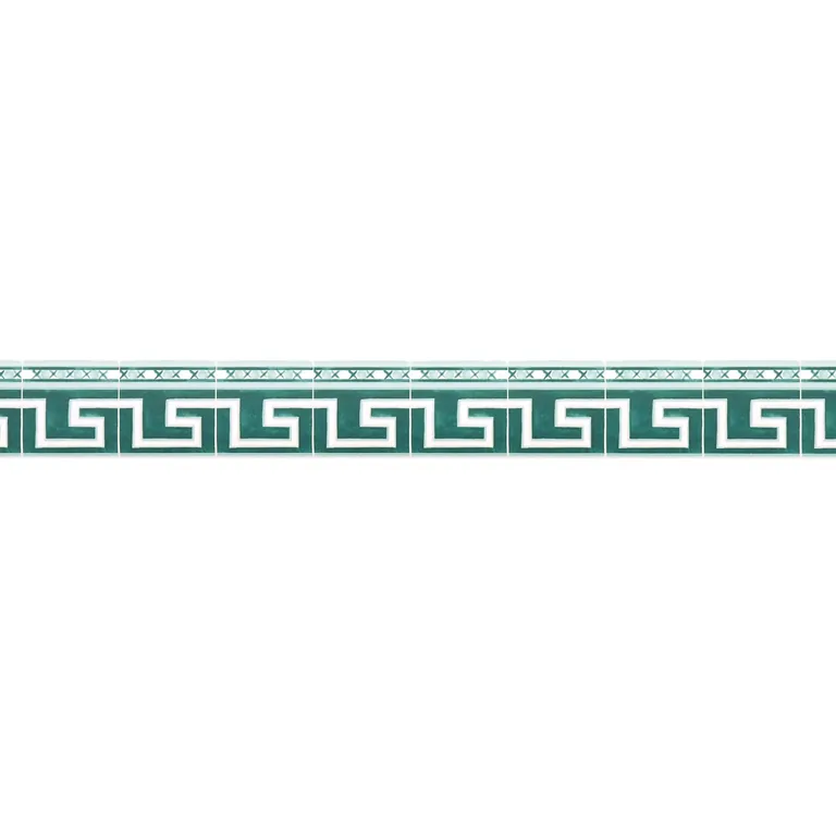 Schumacher AZULEJOS BORDER wallpaper, color EMERALD, SKU 5015131