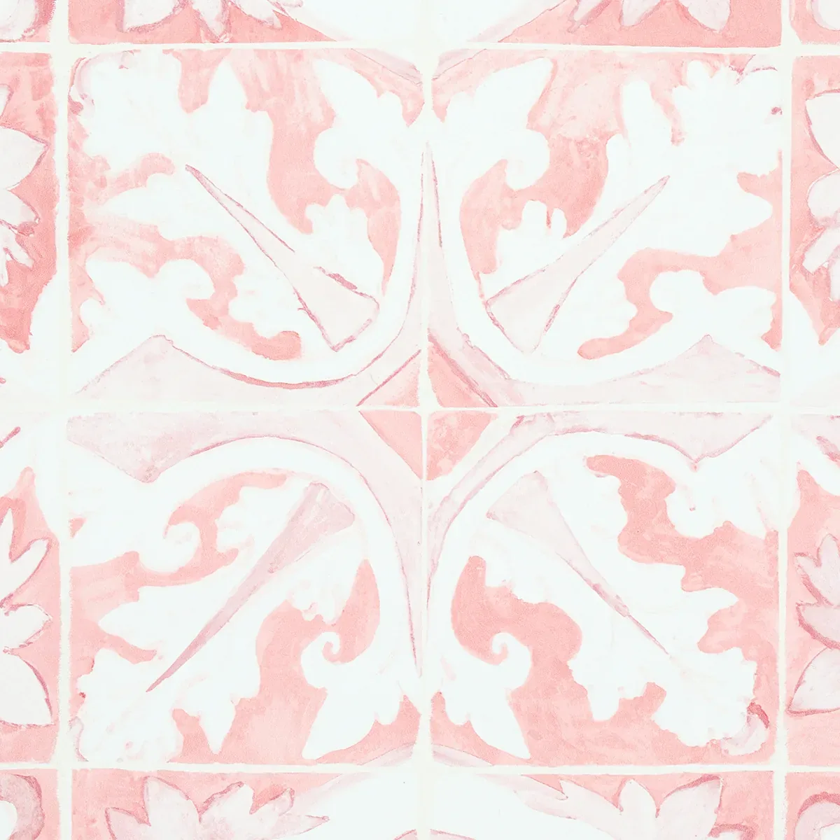 Azulejos - PINK Schumacher Wallpaper | Wallpaper Twins Azulejos PINK Schumacher Wallpaper wallpaper - SKU 5015122