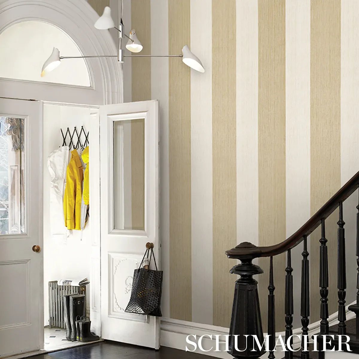 BACKDROP PAINTER'S STRIPE MOONLIGHT Schumacher Wallpaper wallpaper - SKU 5016900
