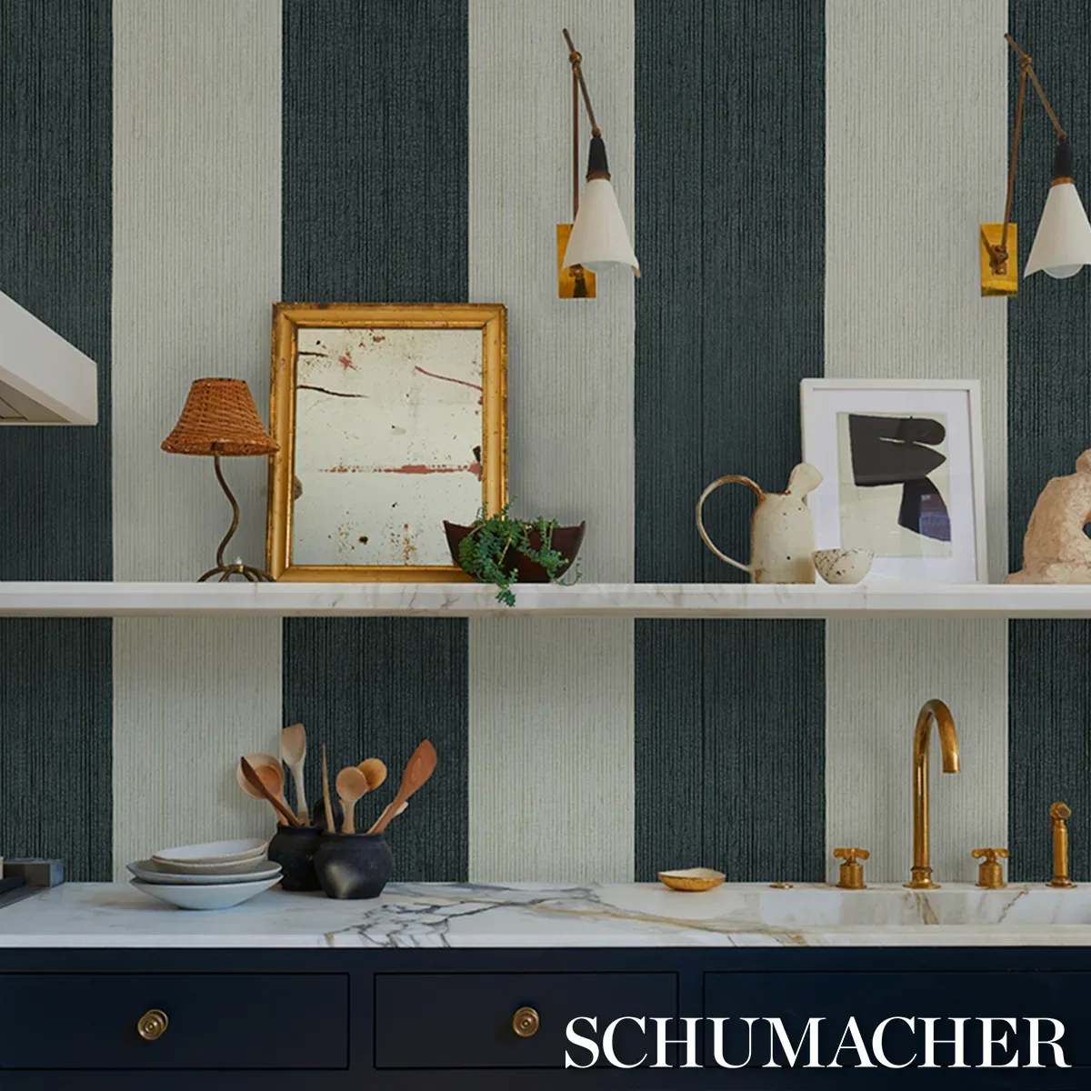 BACKDROP PAINTER'S STRIPE ROCOCO Schumacher Wallpaper wallpaper - SKU 5016901