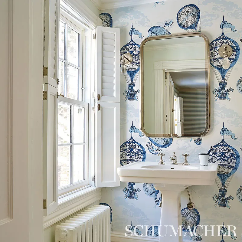 Balloons - BLUE Schumacher Wallpaper | Wallpaper Twins Balloons BLUE Schumacher Wallpaper wallpaper - SKU 5012790
