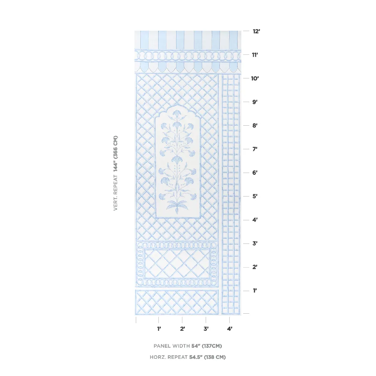 BAMBOO TRELLIS PANEL A BLUE Schumacher Wallpaper wallpaper - SKU 5014391