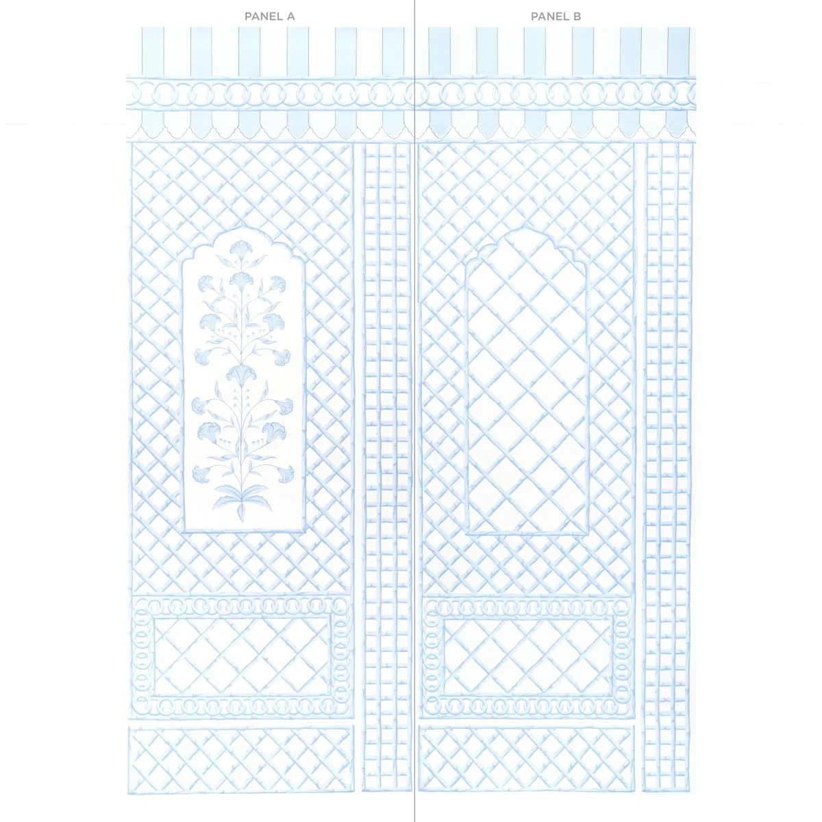 BAMBOO TRELLIS PANEL A BLUE Schumacher Wallpaper wallpaper - SKU 5014391