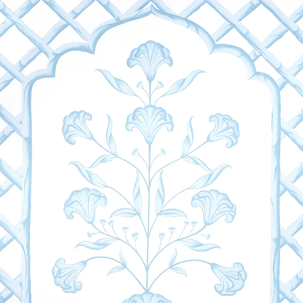 BAMBOO TRELLIS PANEL A BLUE Schumacher Wallpaper wallpaper - SKU 5014391