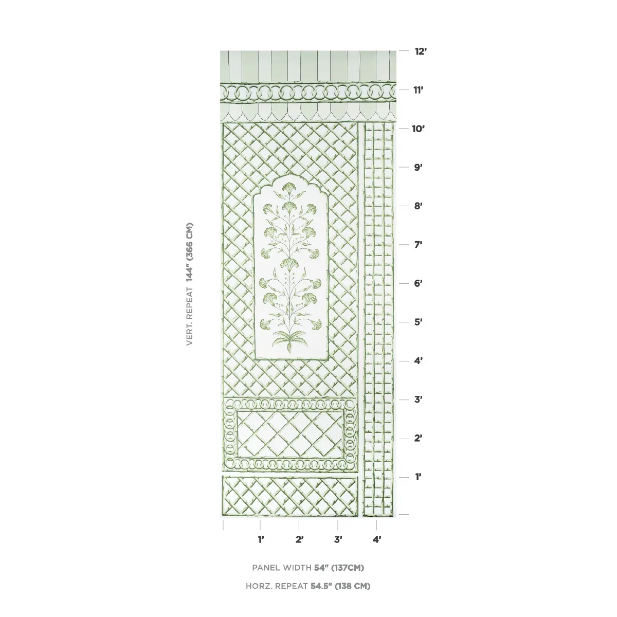 BAMBOO TRELLIS PANEL A GREEN Schumacher Wallpaper wallpaper - SKU 5014390