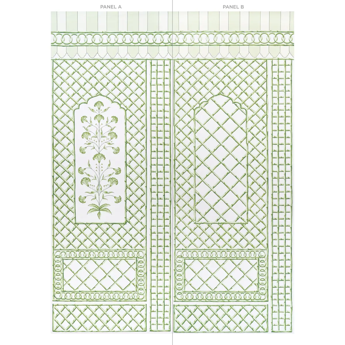 BAMBOO TRELLIS PANEL A GREEN Schumacher Wallpaper wallpaper - SKU 5014390