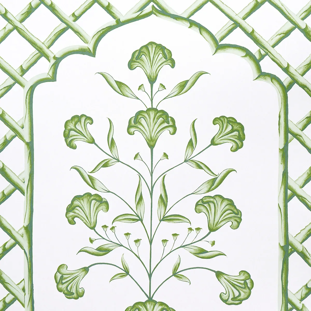 BAMBOO TRELLIS PANEL A GREEN Schumacher Wallpaper wallpaper - SKU 5014390