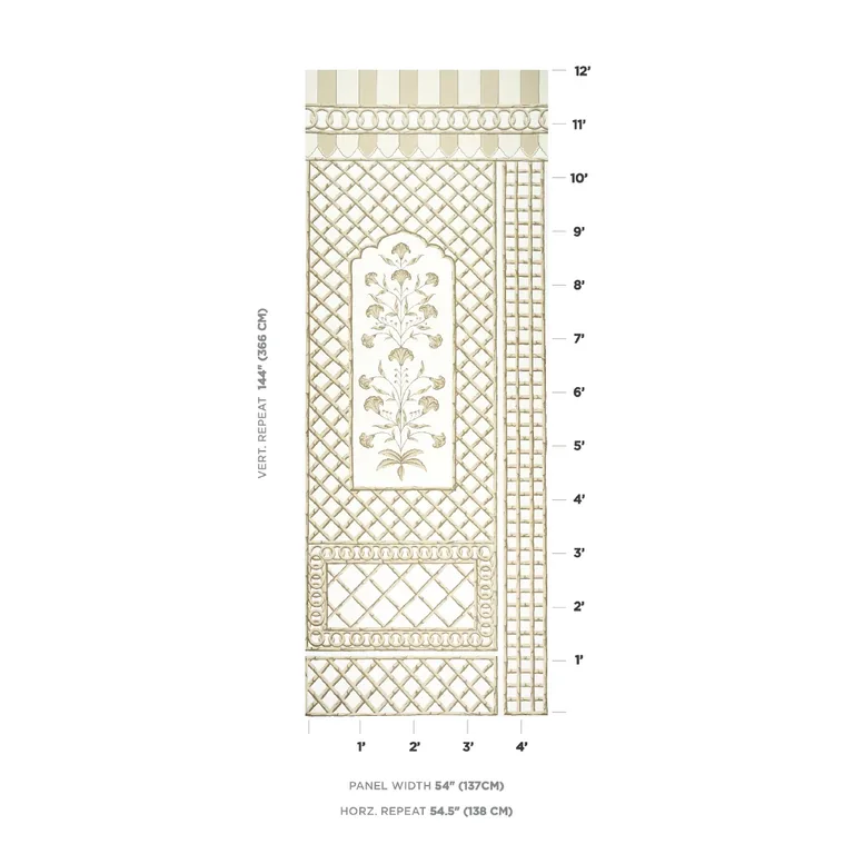 Schumacher BAMBOO TRELLIS PANEL A wallpaper, color NEUTRAL, SKU 5014392