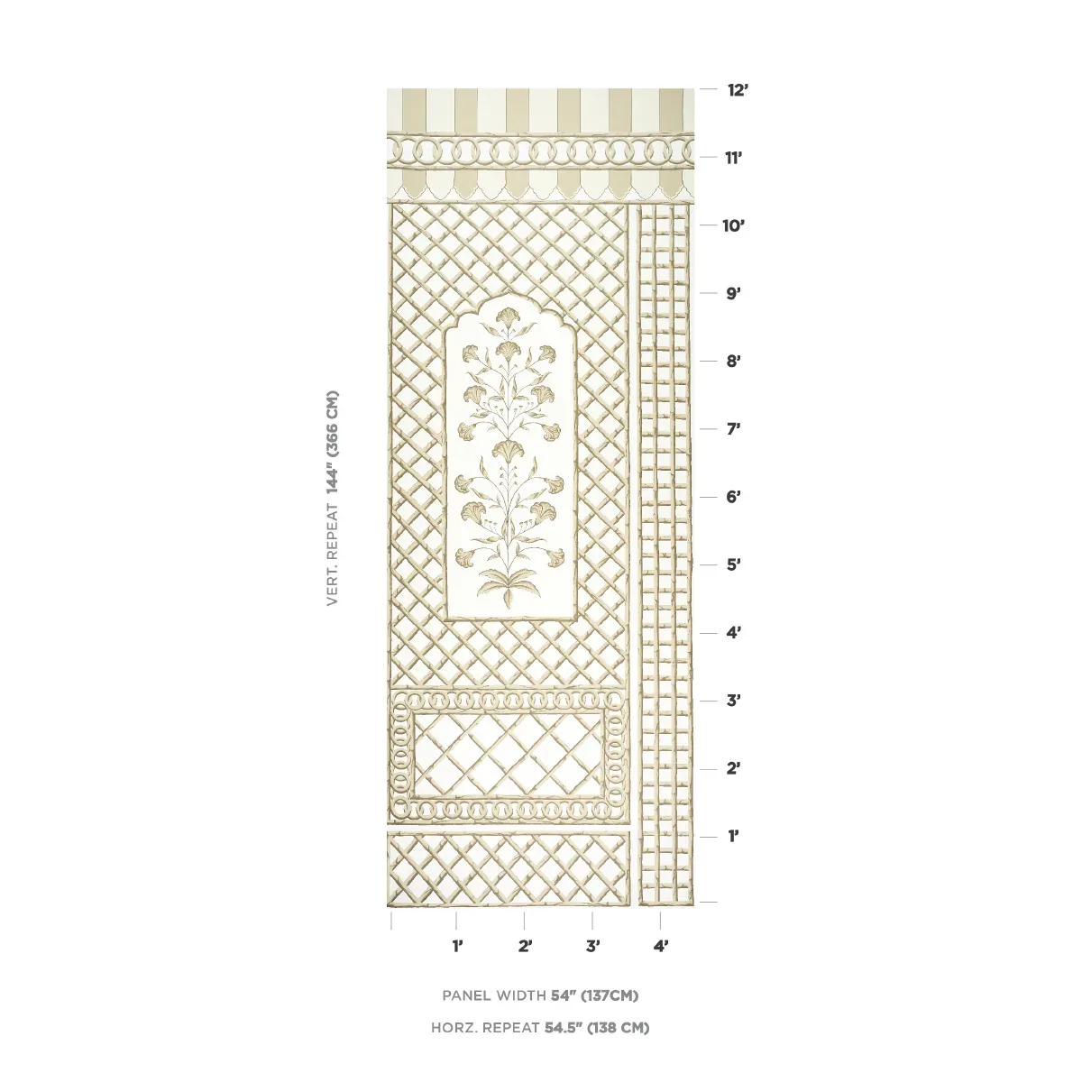 BAMBOO TRELLIS PANEL A NEUTRAL Schumacher Wallpaper wallpaper - SKU 5014392
