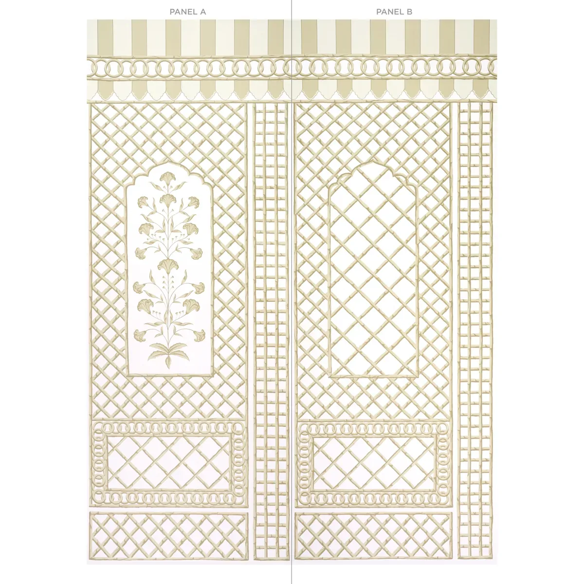BAMBOO TRELLIS PANEL A NEUTRAL Schumacher Wallpaper wallpaper - SKU 5014392