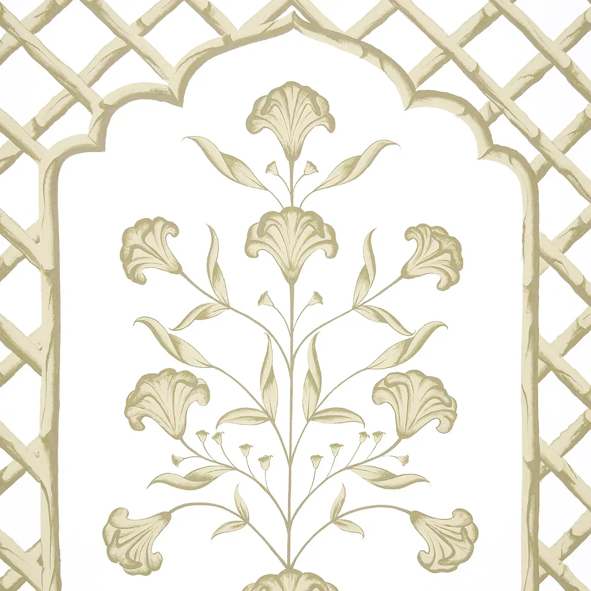 BAMBOO TRELLIS PANEL A NEUTRAL Schumacher Wallpaper wallpaper - SKU 5014392