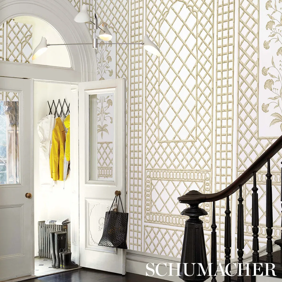 BAMBOO TRELLIS PANEL A NEUTRAL Schumacher Wallpaper wallpaper - SKU 5014392