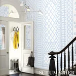 BAMBOO TRELLIS PANEL B - BLUE Schumacher Wallpaper | Wallpap BAMBOO TRELLIS PANEL B BLUE Schumacher Wallpaper wallpaper - SKU 5014401