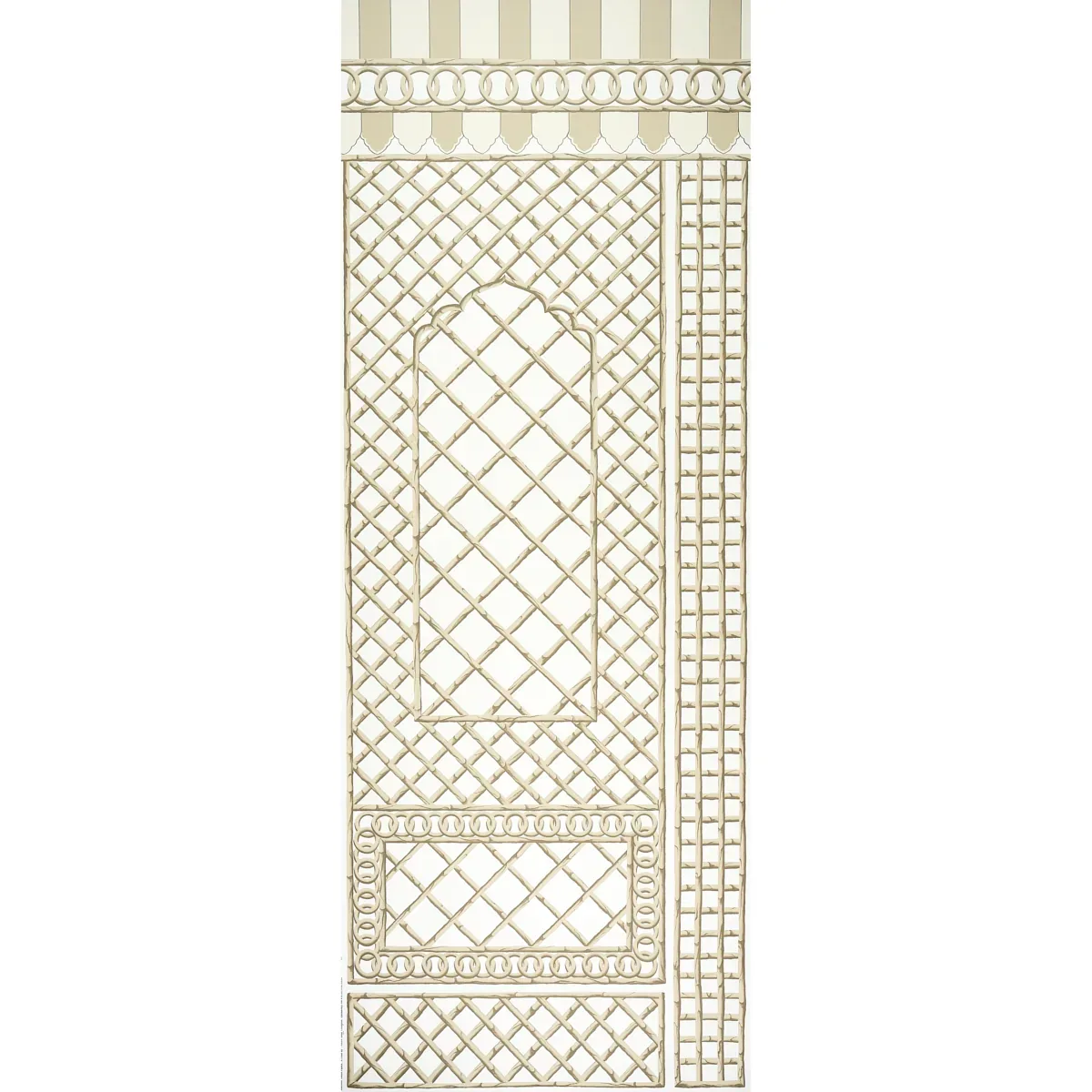 BAMBOO TRELLIS PANEL B NEUTRAL Schumacher Wallpaper wallpaper - SKU 5014402